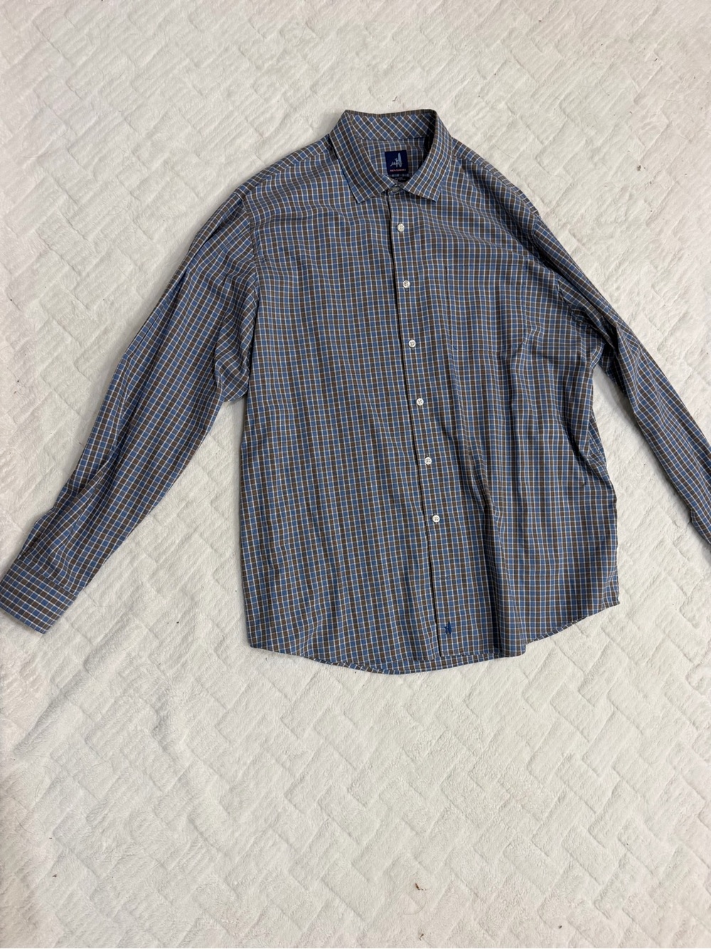 johnnie-O Blue and Brown Plaid Button-Down Shirt